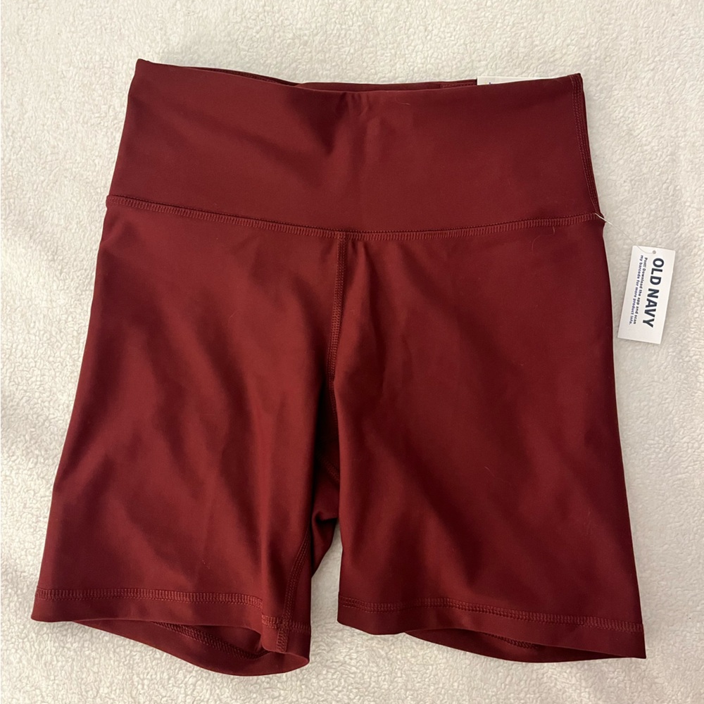 Old Navy Deep Maroon High-Waisted Bike Shorts